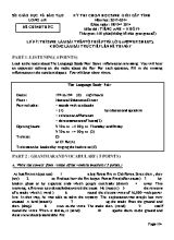 Đề thi chọn học sinh giỏi cấp tỉnh môn Tiếng Anh Lớp 9 - Năm học 2013-2014 - Sở GD & ĐT Long An